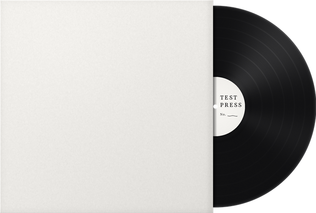 Test press: black vinyl in a plain white sleeve